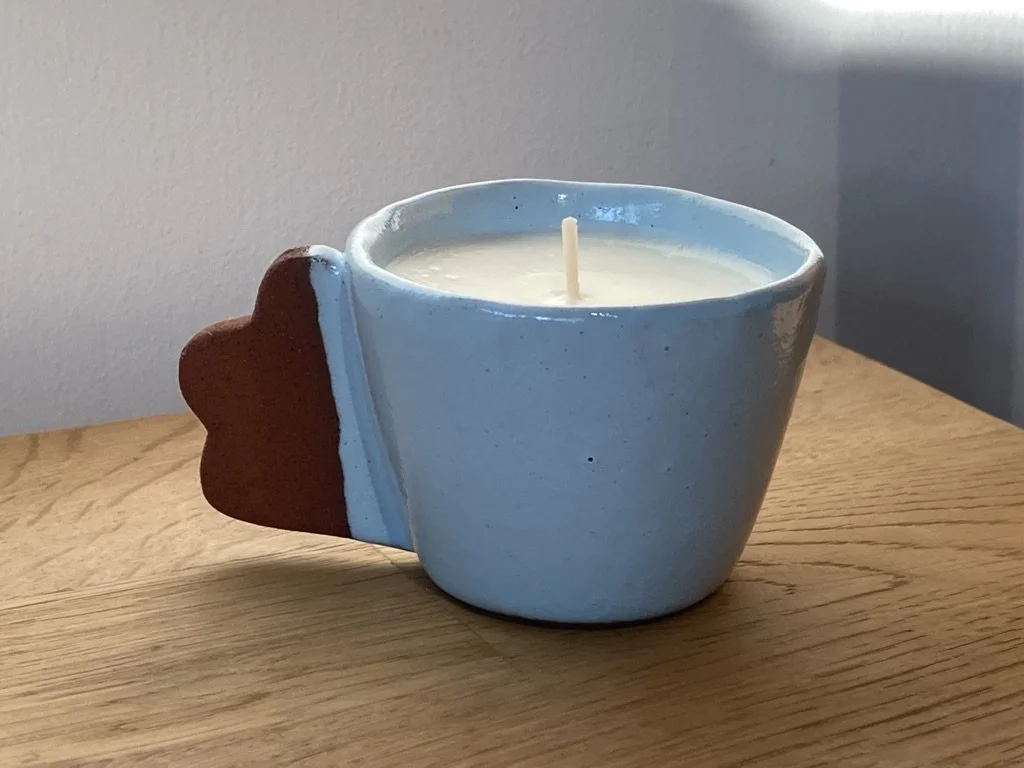 Silvia K ceramics, candles, handmade candle, soy wax candle, ceramic candle, Brighton candlemaker, Brighton ceramic studio