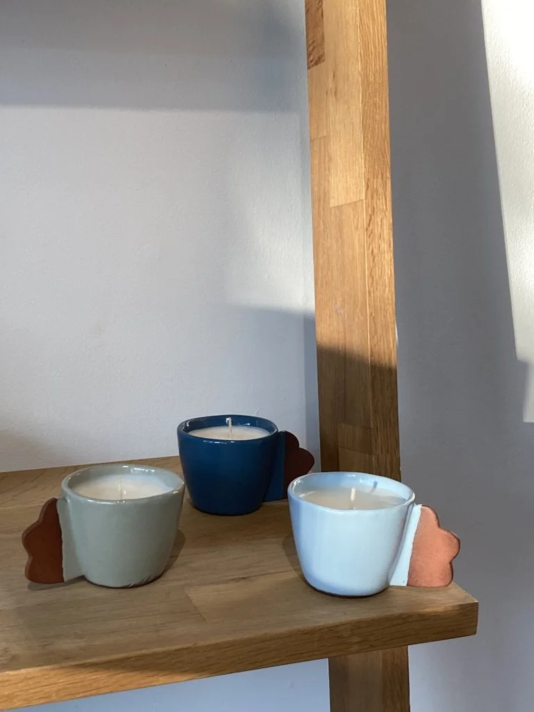 Silvia K ceramics, candles, handmade candle, soy wax candle, ceramic candle, Brighton candlemaker, Brighton ceramic studio