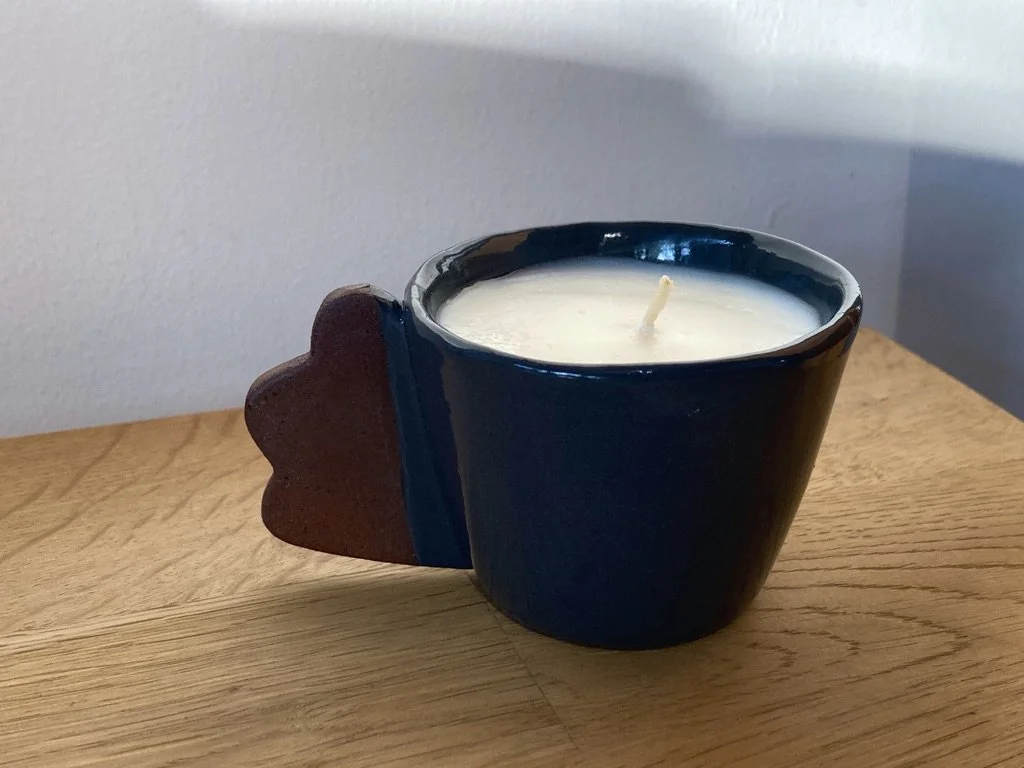 Silvia K ceramics, candles, handmade candle, soy wax candle, ceramic candle, Brighton candlemaker, Brighton ceramic studio