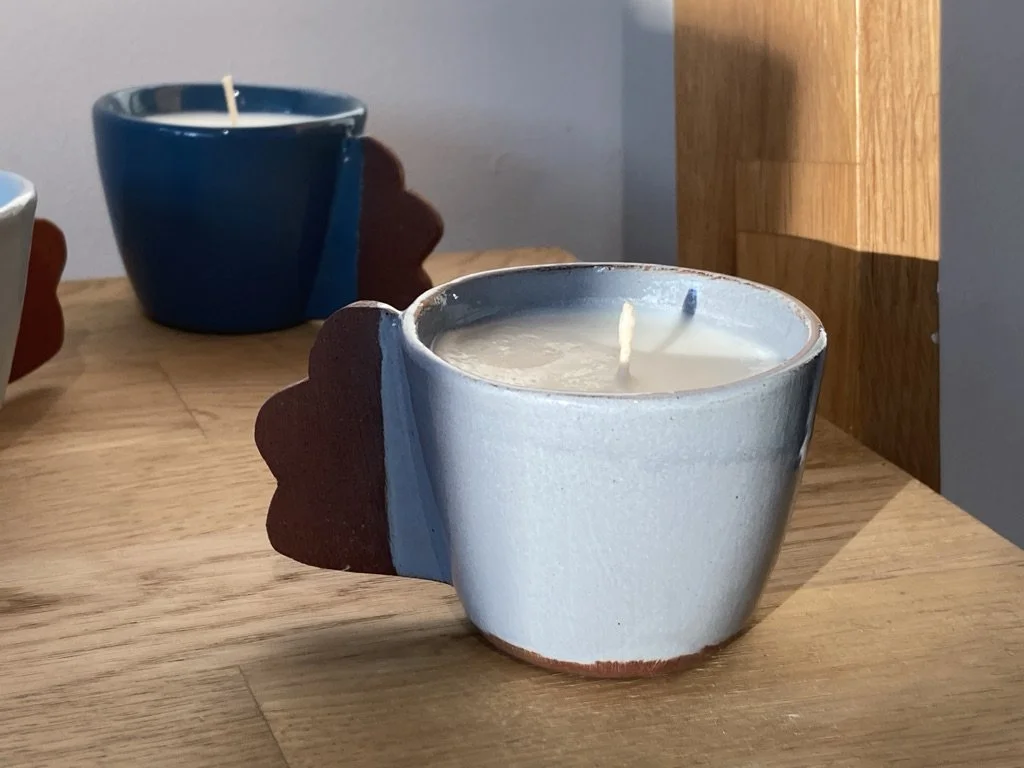 Silvia K ceramics, candles, handmade candle, soy wax candle, ceramic candle, Brighton candlemaker, Brighton ceramic studio