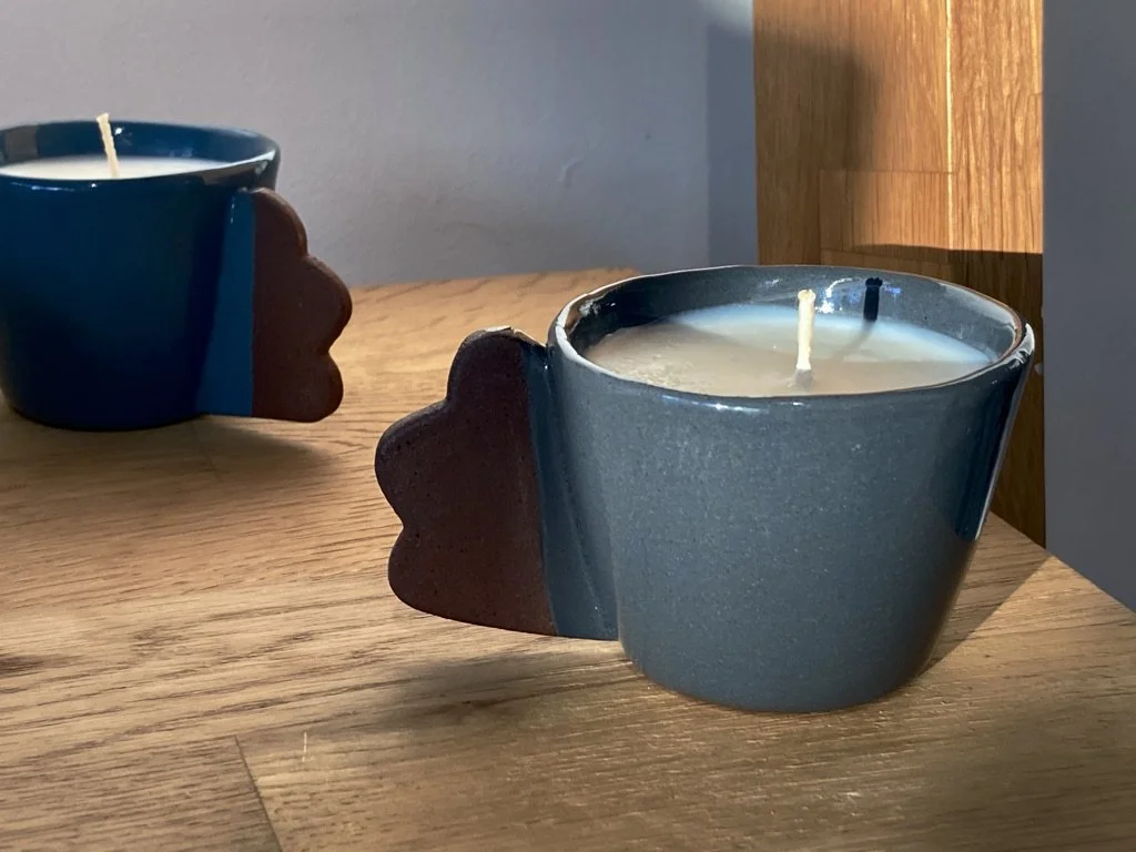 Silvia K ceramics, candles, handmade candle, soy wax candle, ceramic candle, Brighton candlemaker, Brighton ceramic studio