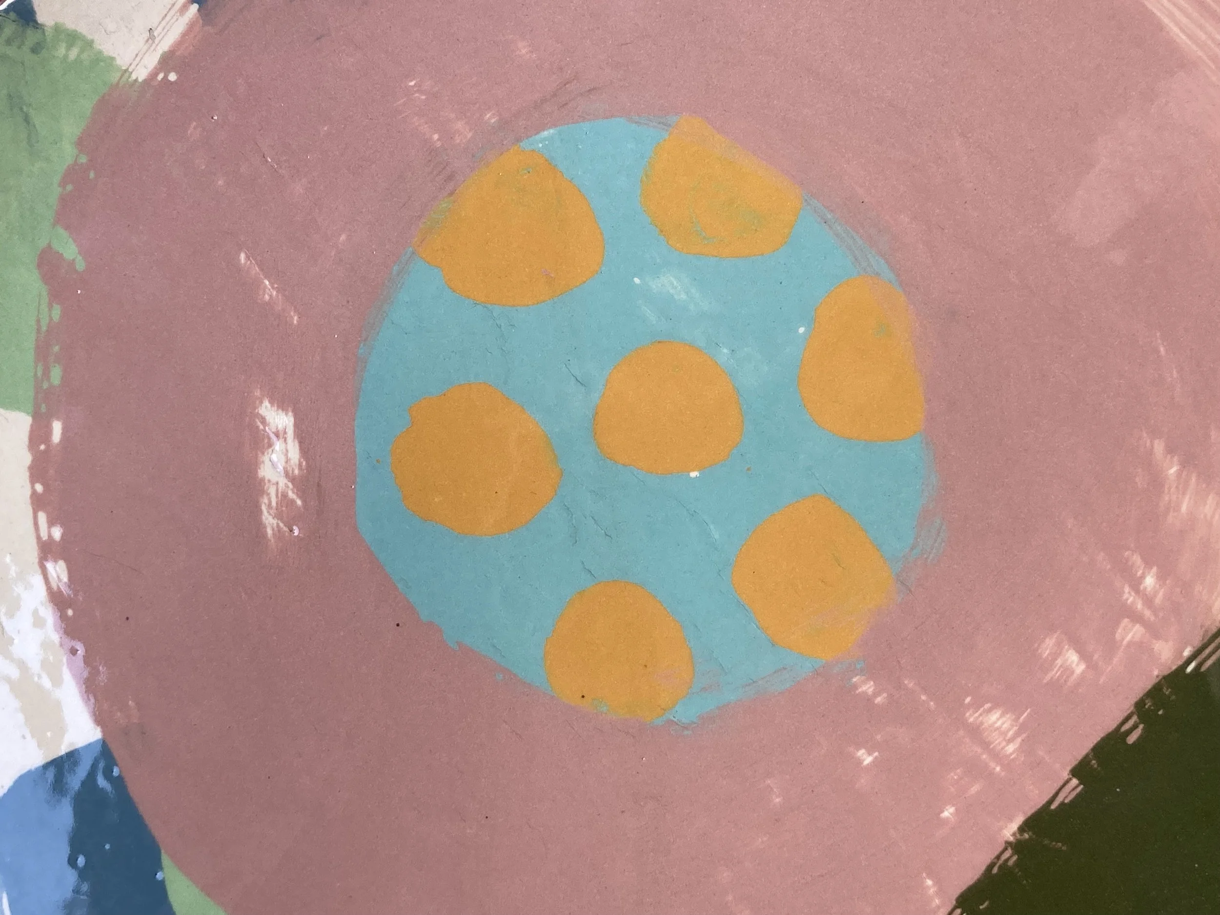 Detail of a monoprint with ceramic slip