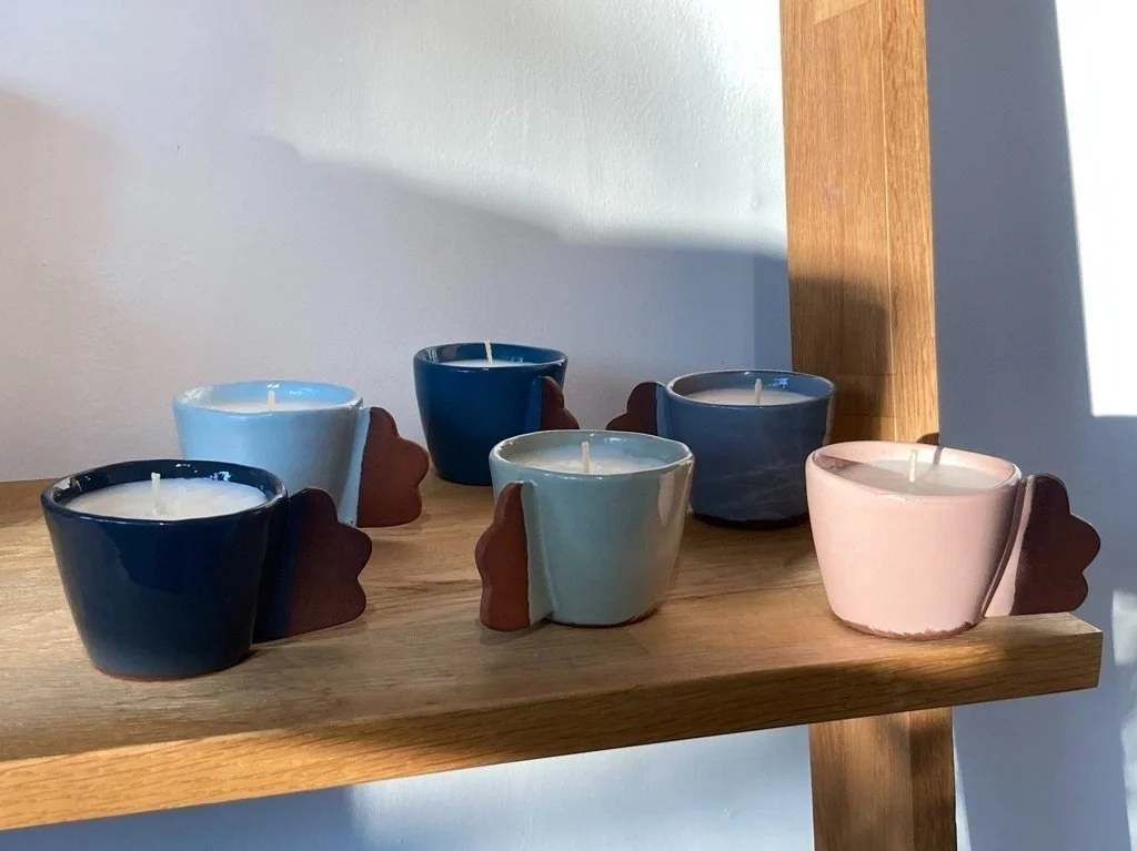 Silvia K ceramics, candles, handmade candle, soy wax candle, ceramic candle