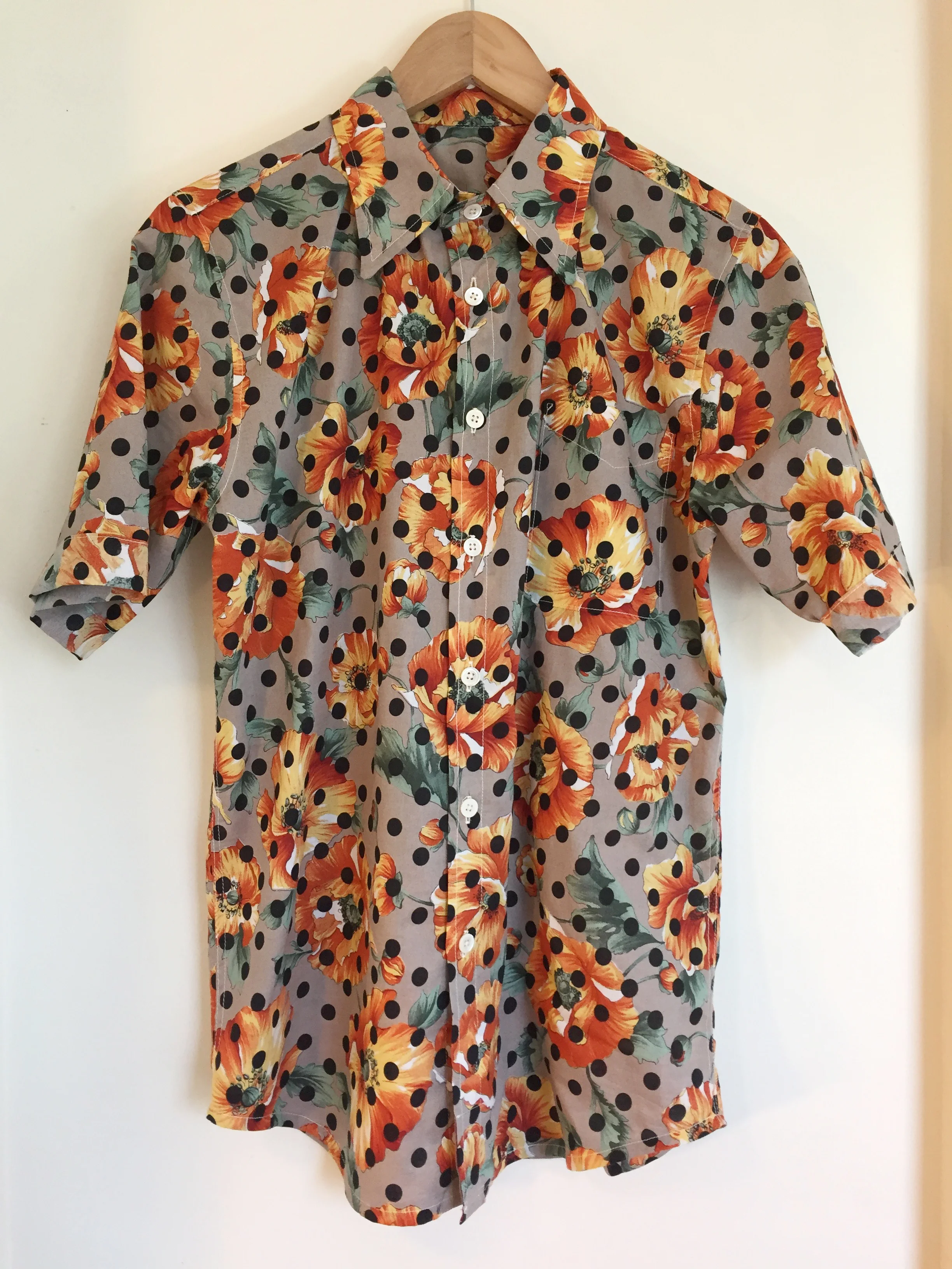 Front view of the Polka Dot Floral Summer Shirt by Slow Process