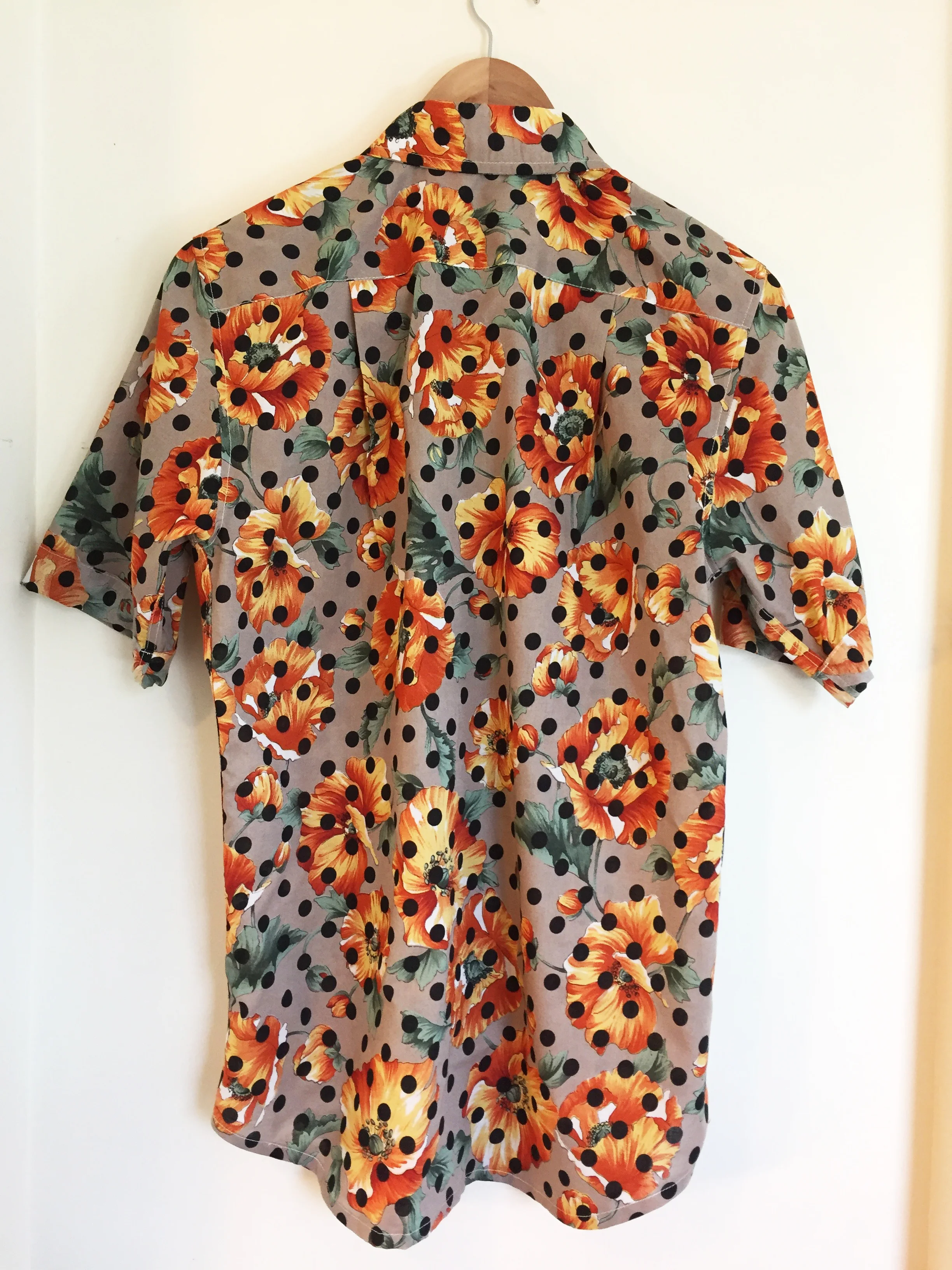 Back view of the Polka Dot Floral Summer Shirt by Slow Process