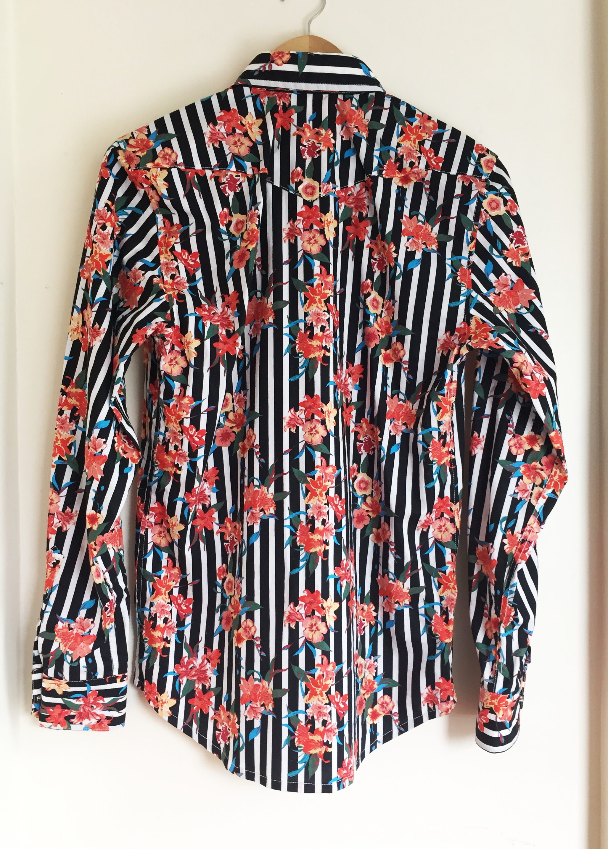 Back view of the Stripe and Floral Western Shirt by Slow Process