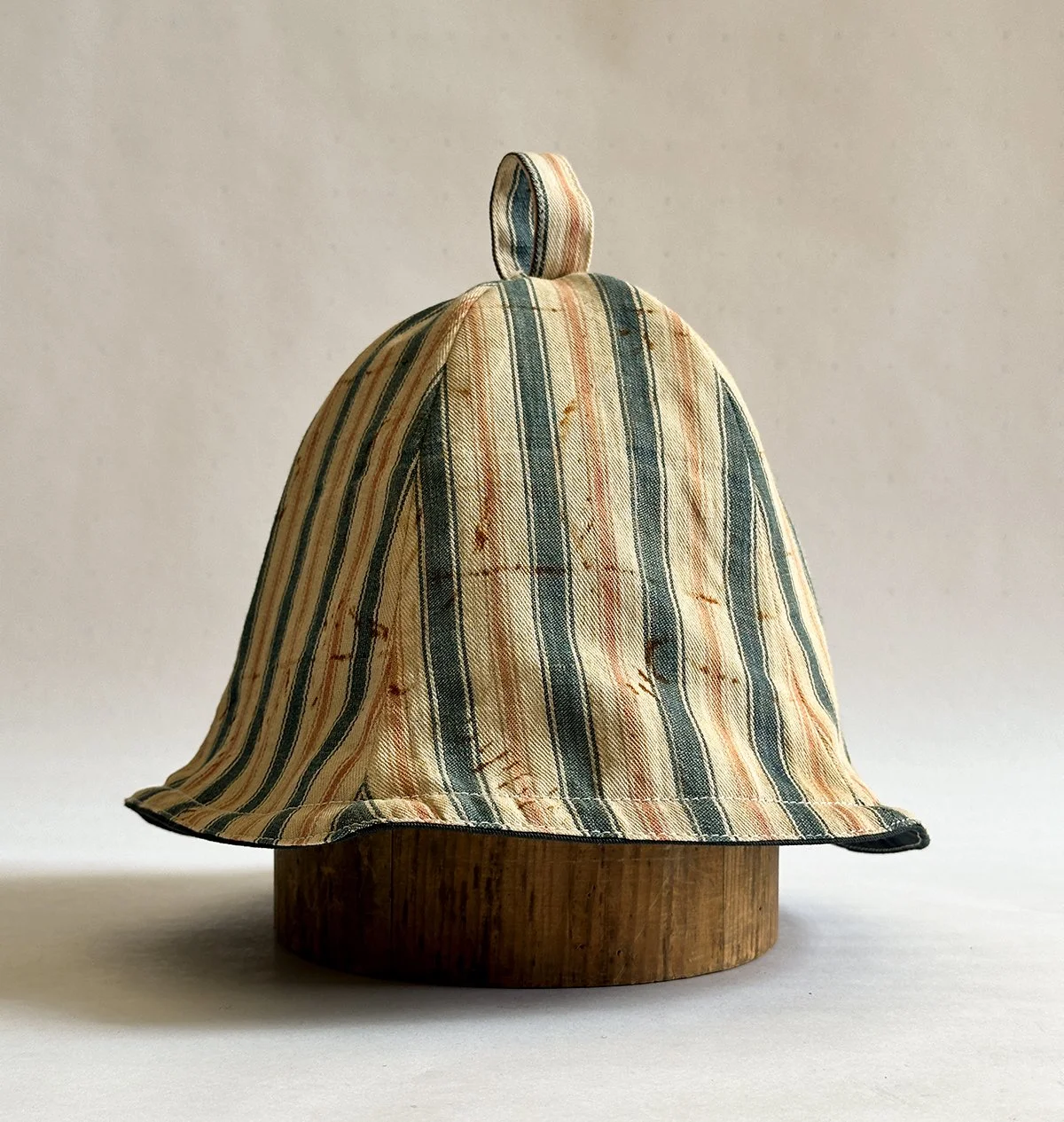 'Tam Hat' in Sun-faded Ticking c. 1920s