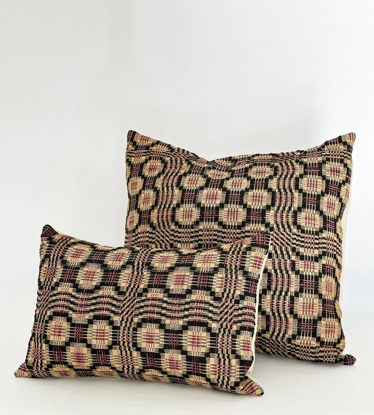 Antique Coverlet Pillow in Purple/Cream/Black | Multiple Sizes