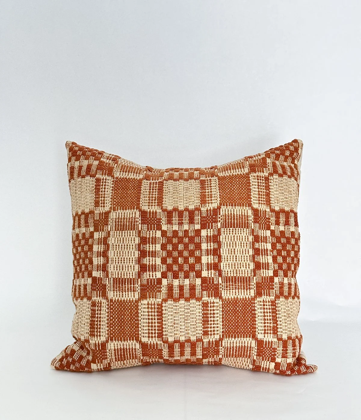 Antique Coverlet Pillow in Rust/Cream | Multiple Sizes