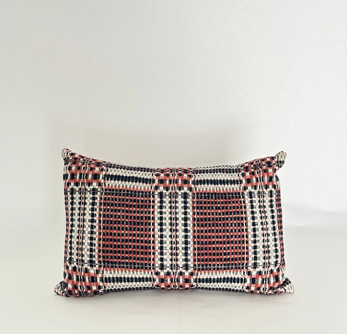 Antique Coverlet Pillow in Navy/Rust/White | 12x18" Lumbar