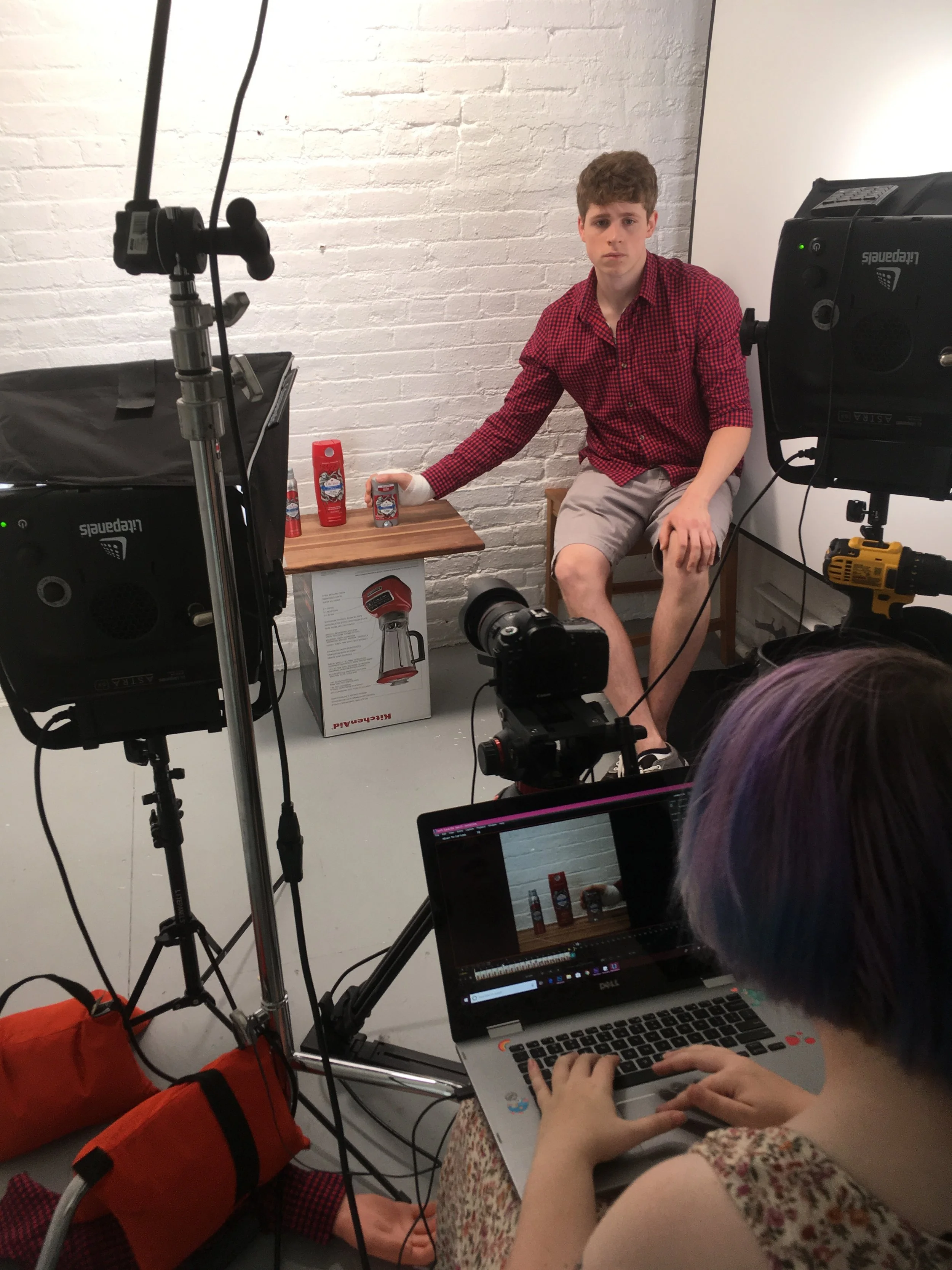 Gabby films our hand model!