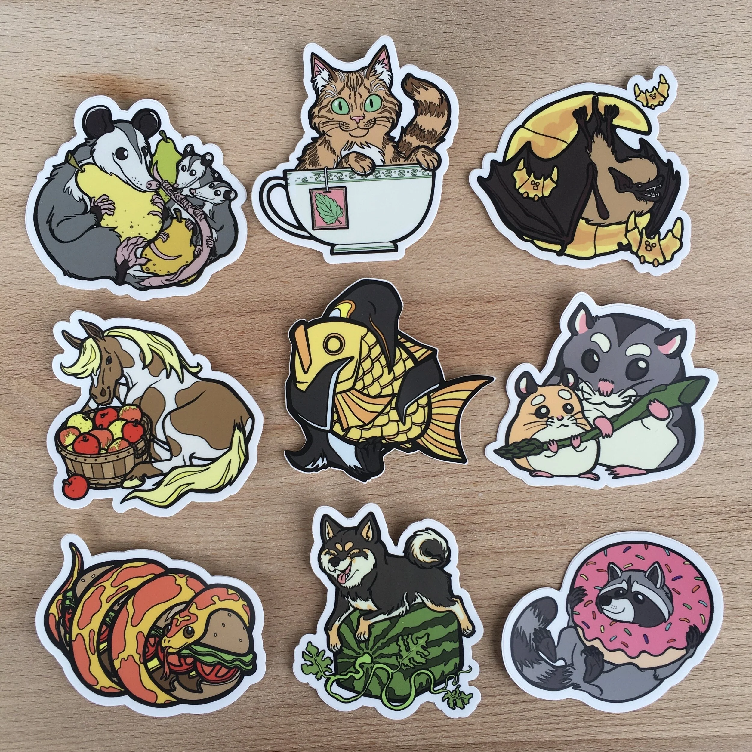 Food + Animal Vinyl Stickers