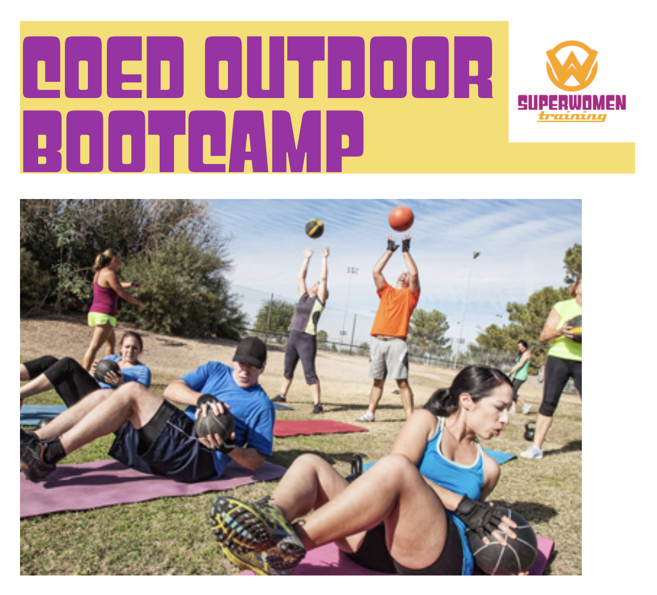 Too hot in the Gym? Now you can't use the nice weather as an excuse not to workout. A full body workout with a combination of strength training with cardio intervals. All levels are welcome but be prepared to sweat and work hard! Lead by Florence, personal trainer and owner of superwomen training, with 6 years experience in leading bootcamps citywide. When: Tuesdays and Thursdays, May 29th-July 19th. 7-8pm (Can do one or both days). Where: Wallace Park, Willowgrove square, Saskatoon. Cost: $15 per single class, $96 for 8 classes. Register by email at contact@superwomentraining.com
