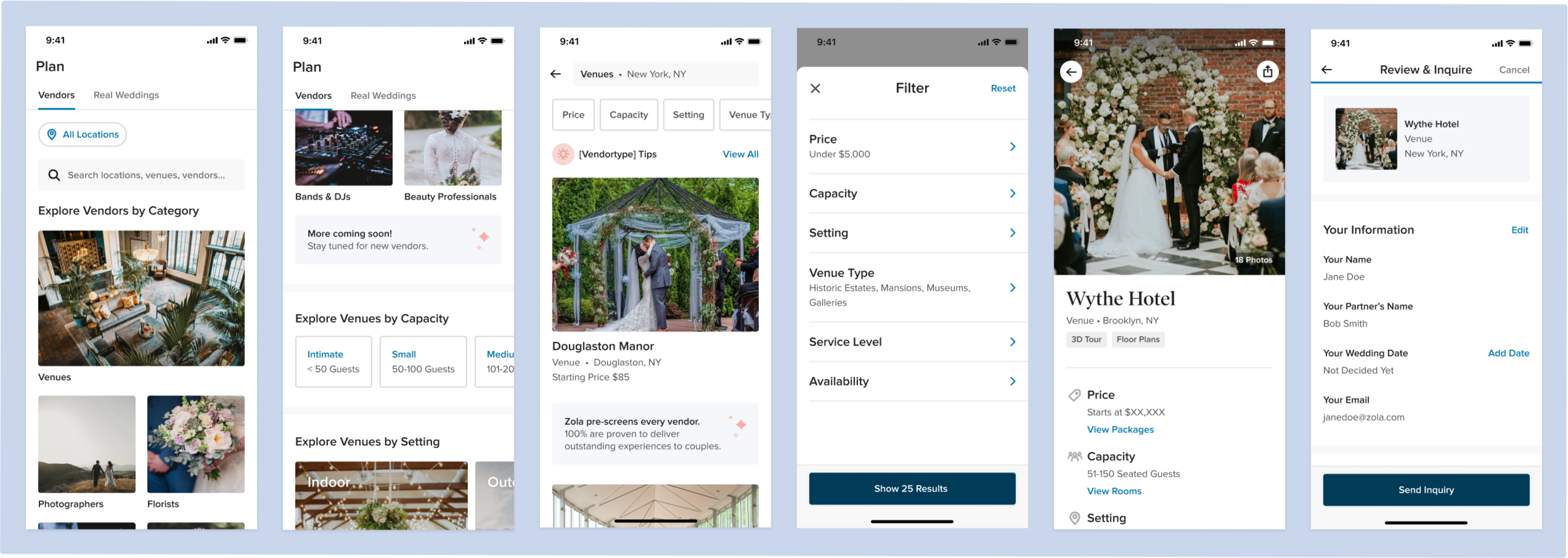 Vendor Marketplace drives couples to inquire with vendors.