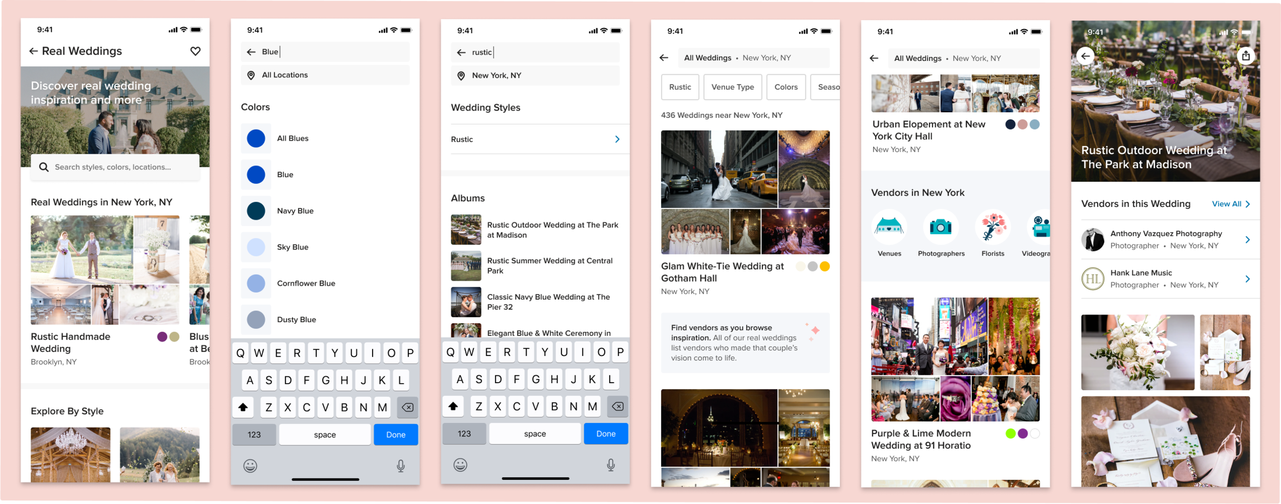 Real Weddings helps couples make key wedding preference decisions and nudges couples back to Marketplace.