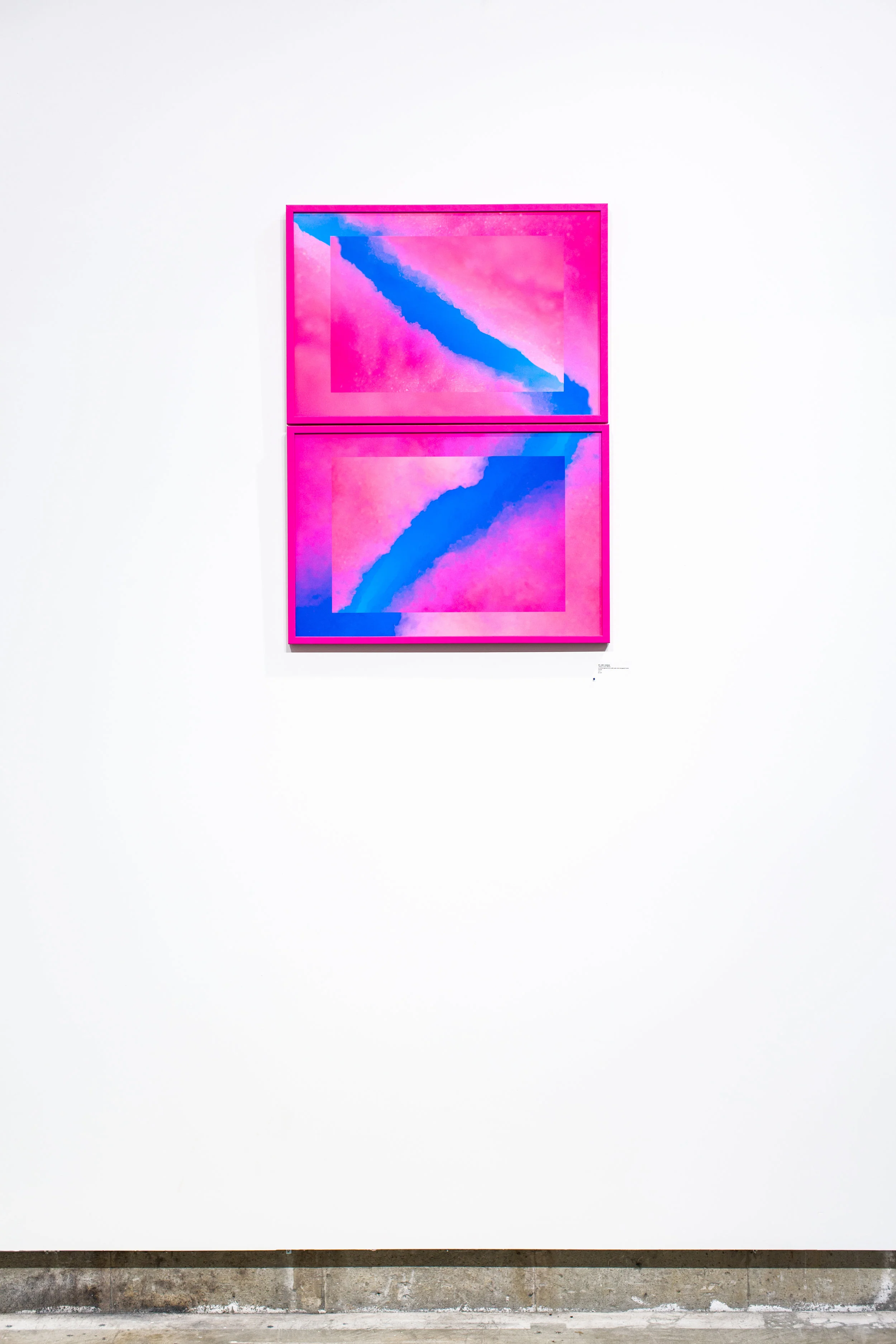 Justin Levesque, Diffuse (Color Bleed), archival pigment print with pink vinyl-wrapped frame, 30x48, 2017