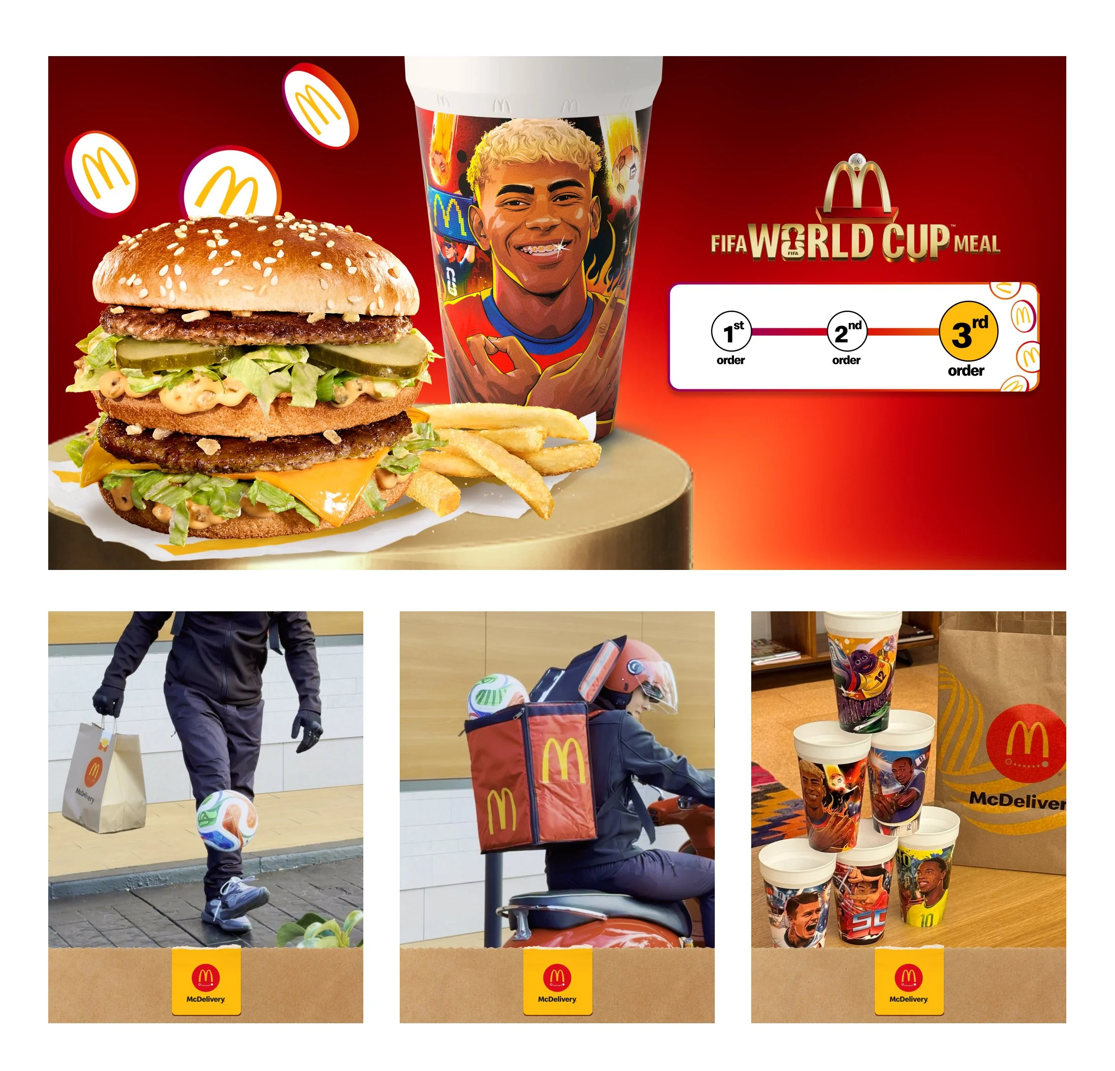  The McDonald's FIFA World Cup 26 collectible cups feature nine figures including soccer stars like Christian Pulisic, David Beckham, Lamine Yamal, and Ronaldinho. 