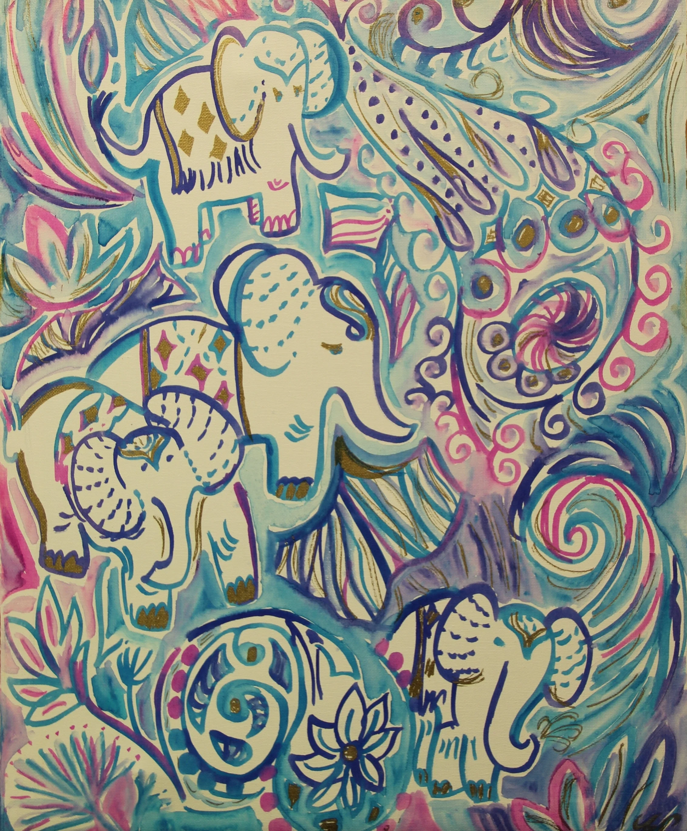  Acrylic and marker on canvas   16” x 20”    2017   