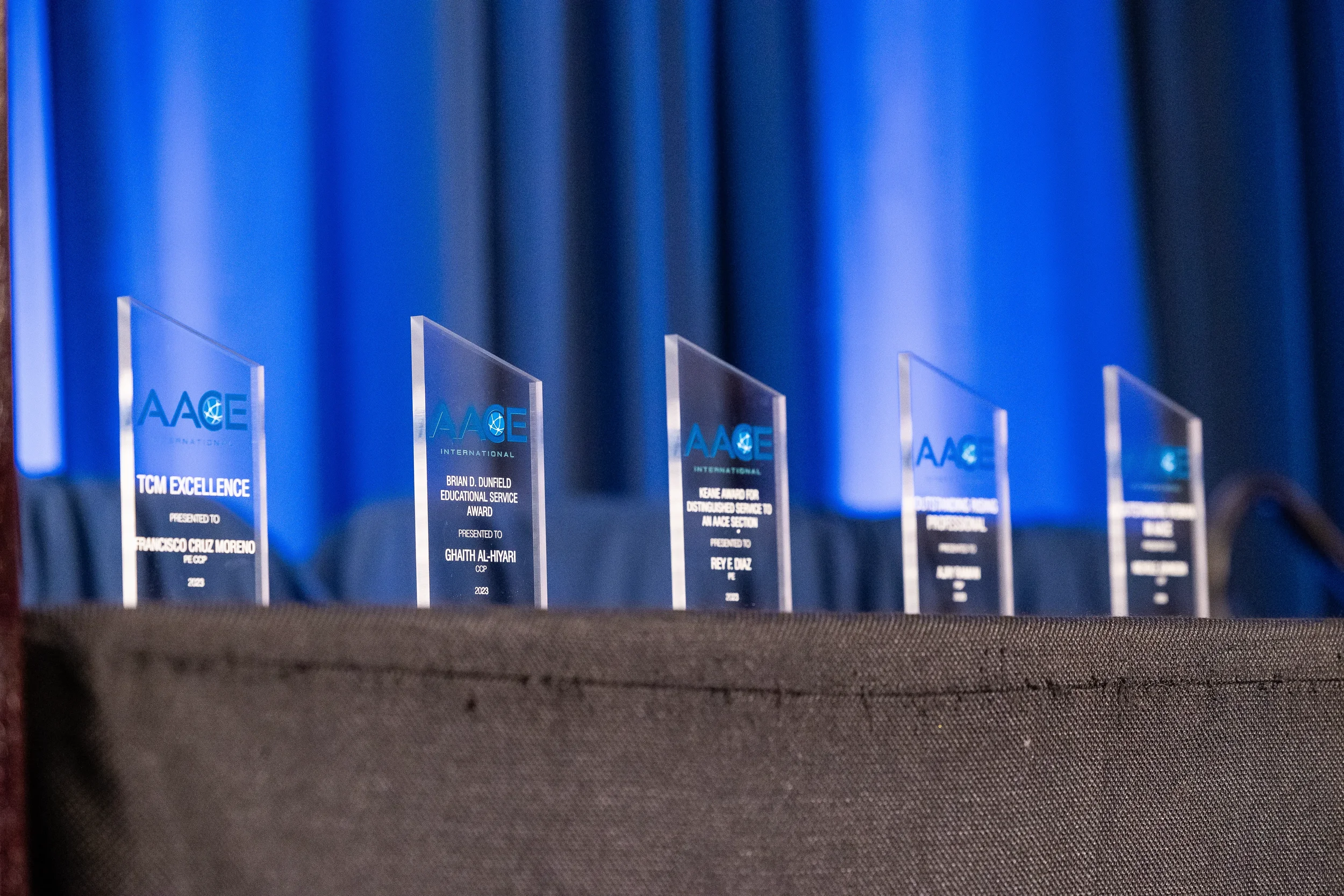 AACE International awards including TCM Excellence displayed on stage at Orlando conference