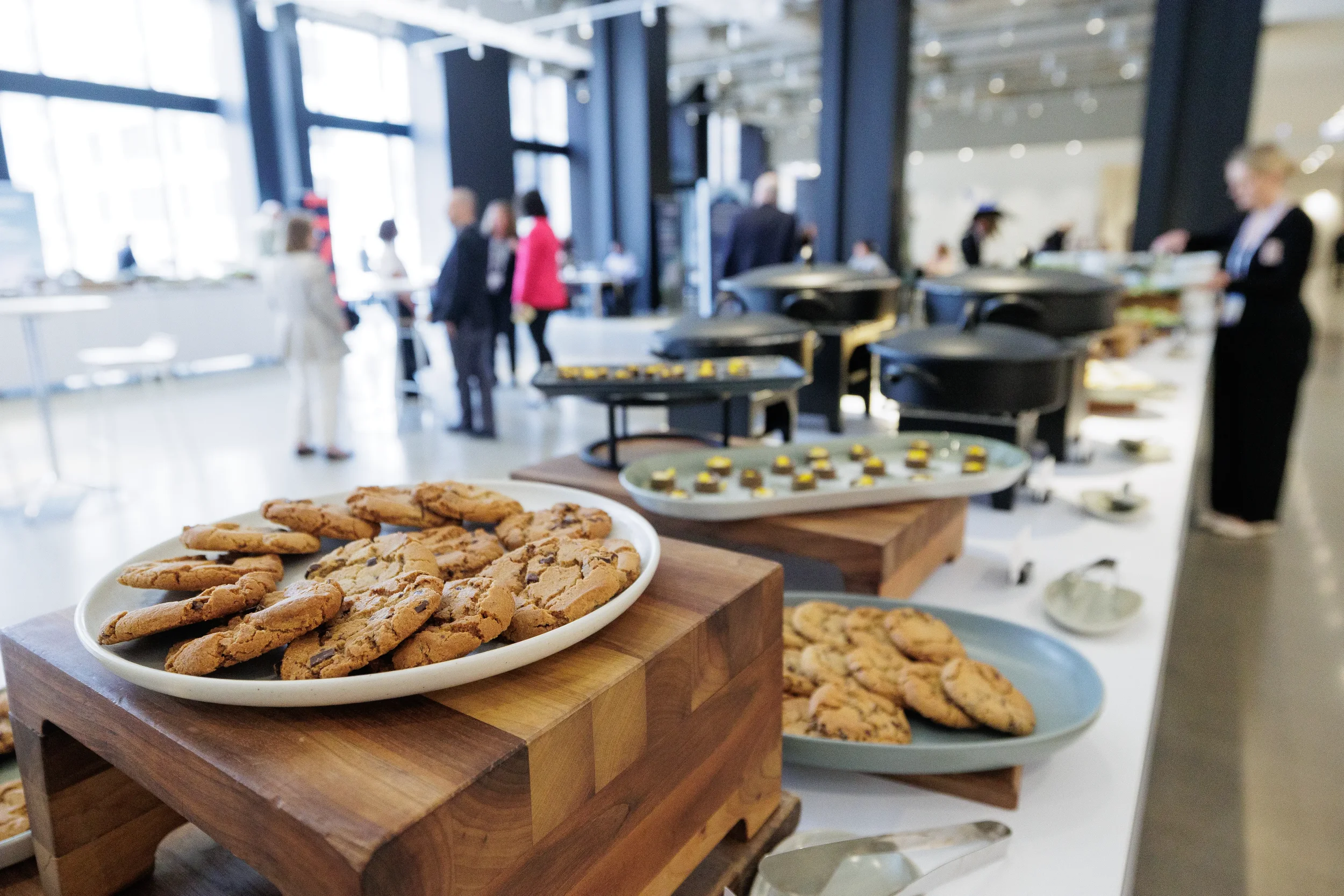 Cookies and desserts displayed on catering table during Chicago corporate event reception