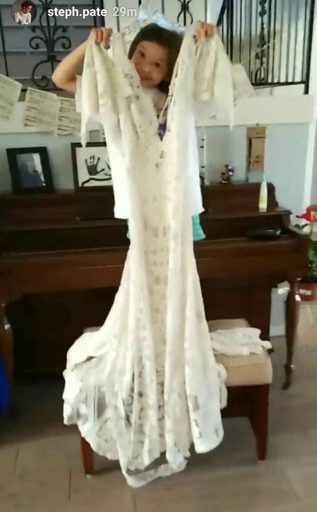 Excuse the poor photo... Cell phone photo of Daughter holding up Reclamation Dress.