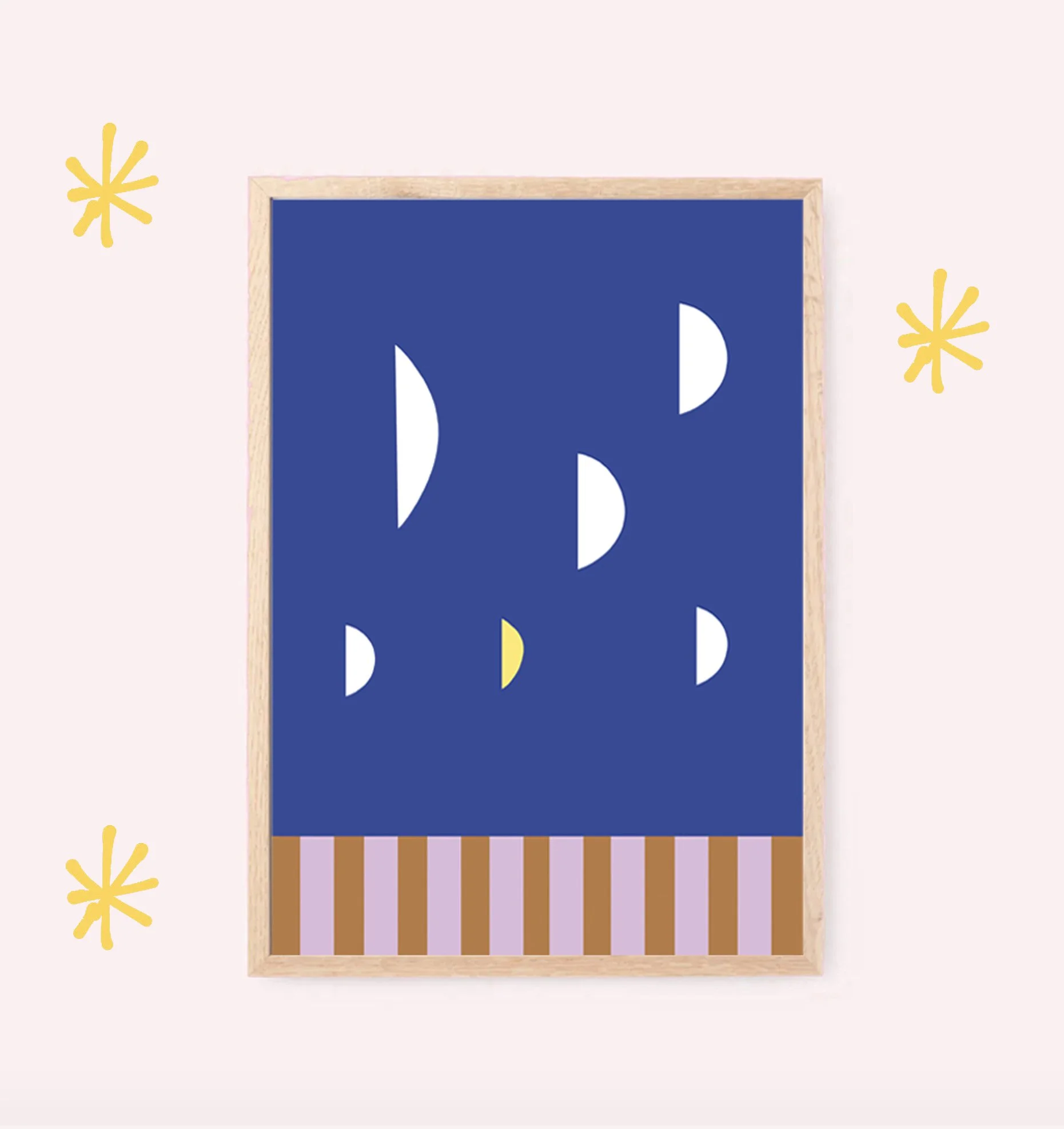 Sternenhimmel_DIN A3_oak framed_rose_Sterne_Ines Keck.jpg