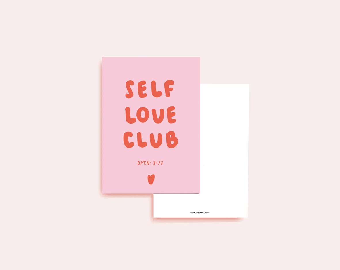 Postkarten_DIN A6_Self Love Club_VorderHinterseite_rosa Hintergrund.jpg