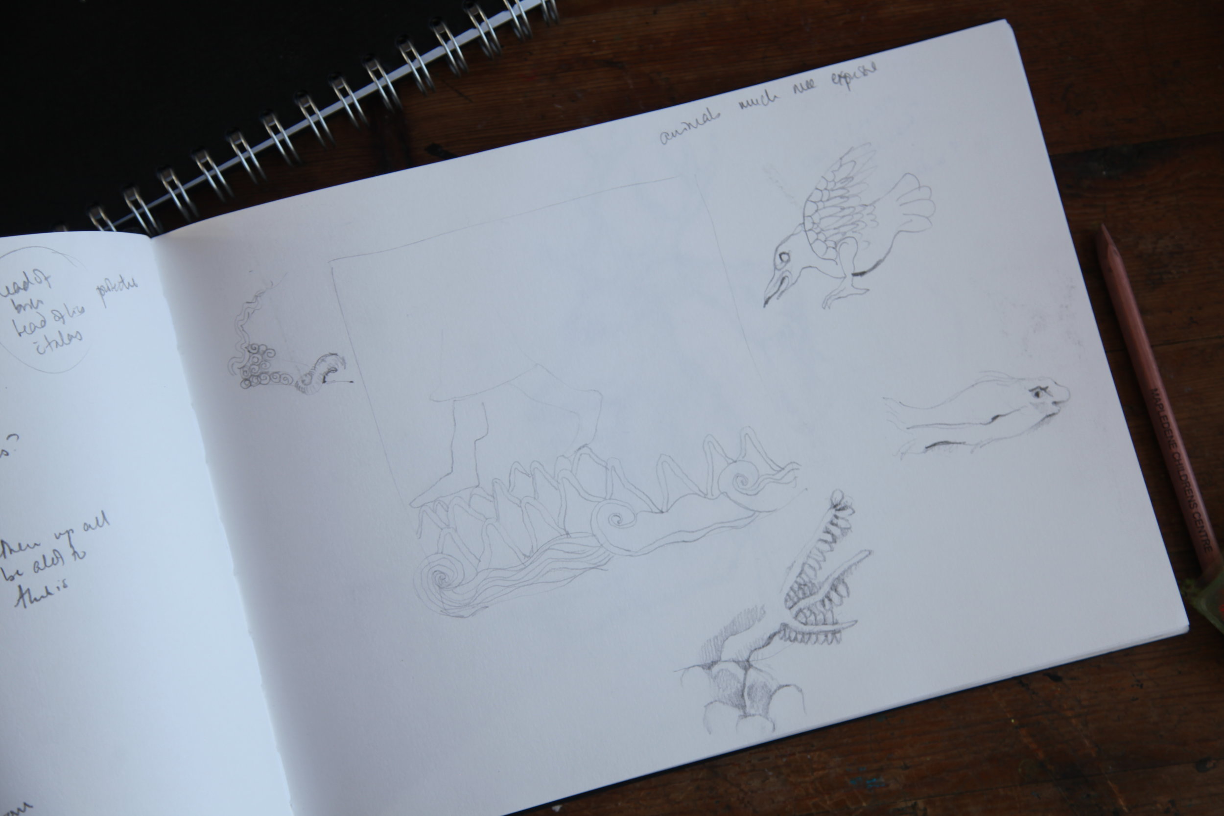 The dinosaur jungle looks suspiciously like the Assyrian landscape in the British Museum