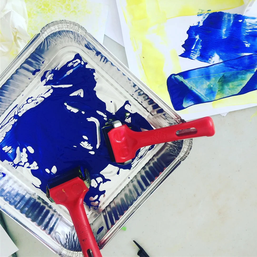 Twenty-five brave Hay Festival children made prints.