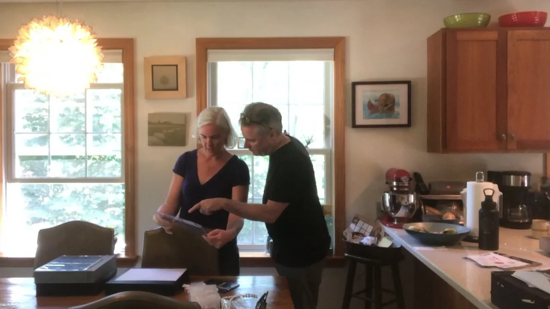 Jhenn Watts and Kenneth Pillsowrth at home in Vineyard Haven.