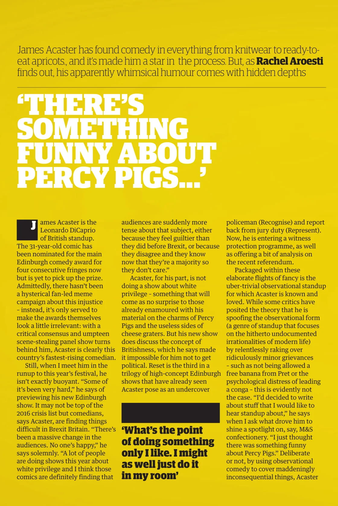 Rachel Aroesti - James Acaster - Guardian