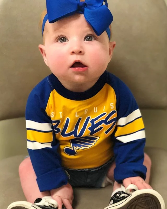 This sweet little SOGA baby is ready for the STL Blues to win tonight!! #goblues #sogababies