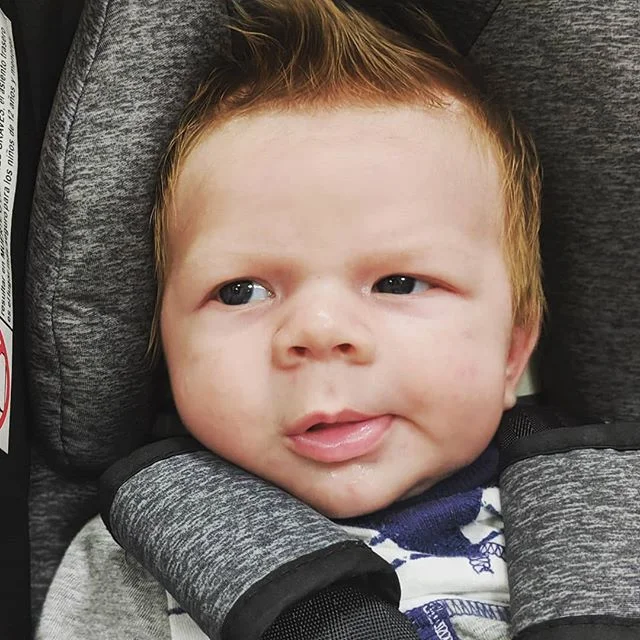Of course he smiles for Breck:) Don't you just love this hair? And that grin??!!!