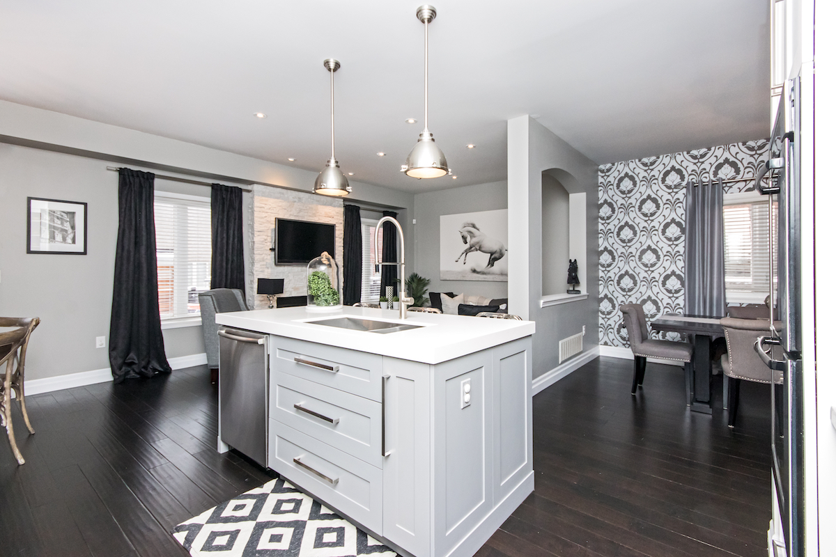 3344 Moses Way - Kitchen Island with View to Living Room