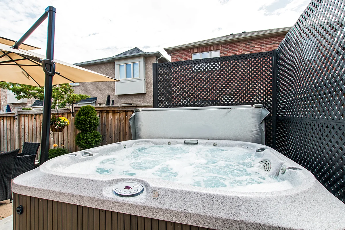 3346 Moses Way - Close up of back yard hot tub
