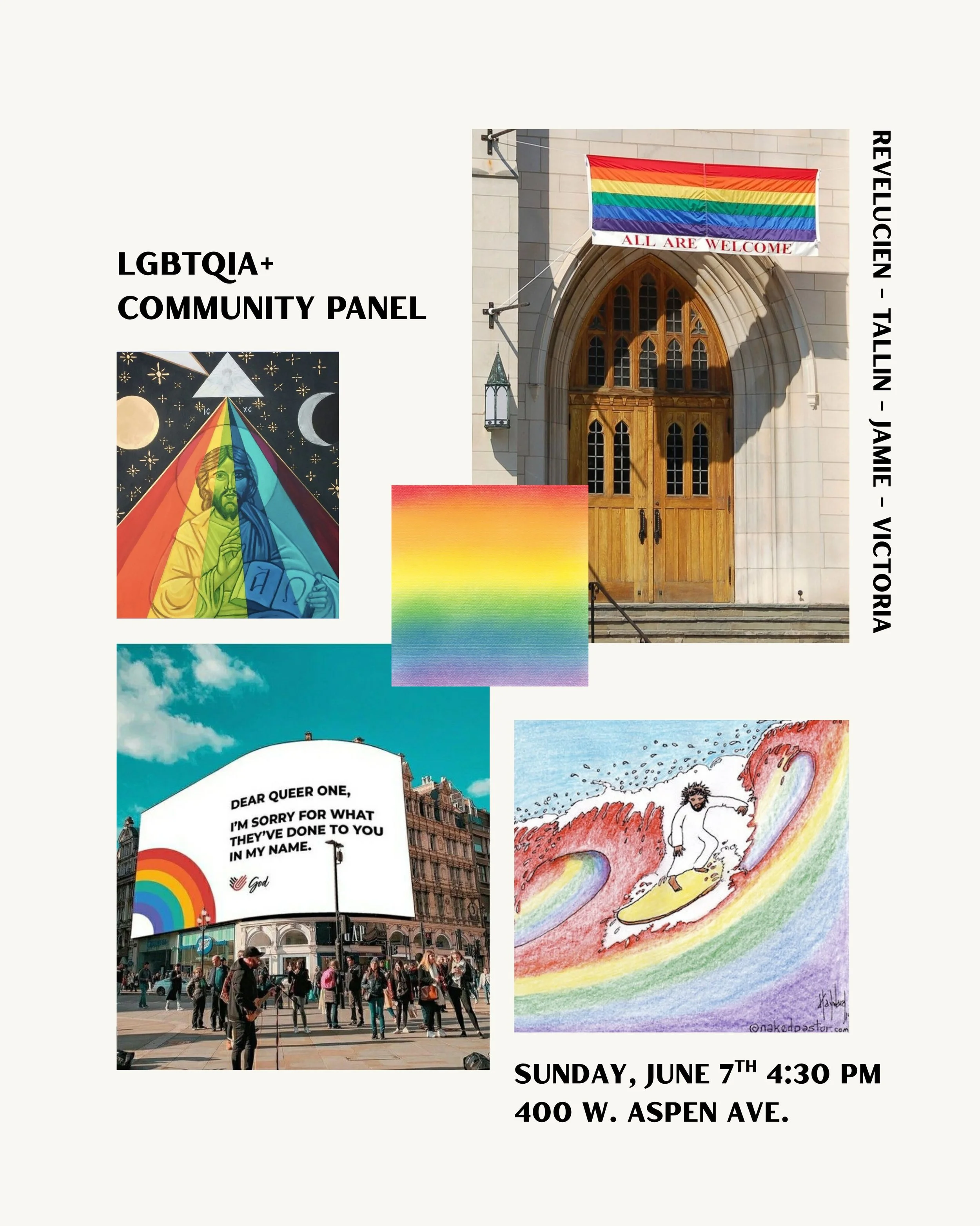Join us this Sunday, June 7 at 4:30 p.m. at 400 W Aspen Ave. for a community panel featuring LGBTQIA+ people sharing their experiences, stories, and perspectives.

Together, we&rsquo;ll explore what genuine inclusion looks like in practice, both with
