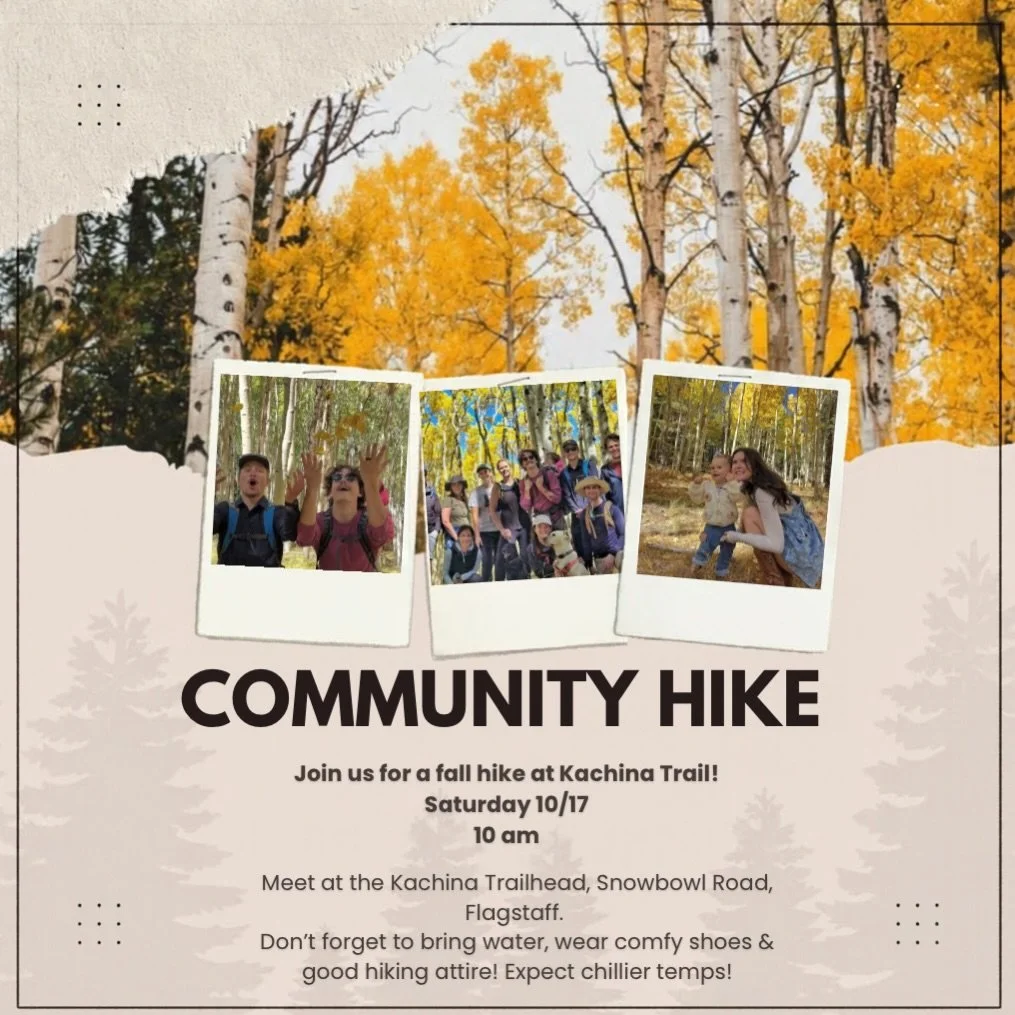 Join of for an easy hike at The Kachina trail this Saturday, the 17th at 10am! 
🌲🍁🍂🫶
.
.
.
#communityhike #flagstaff #fall #northernarizona #nau