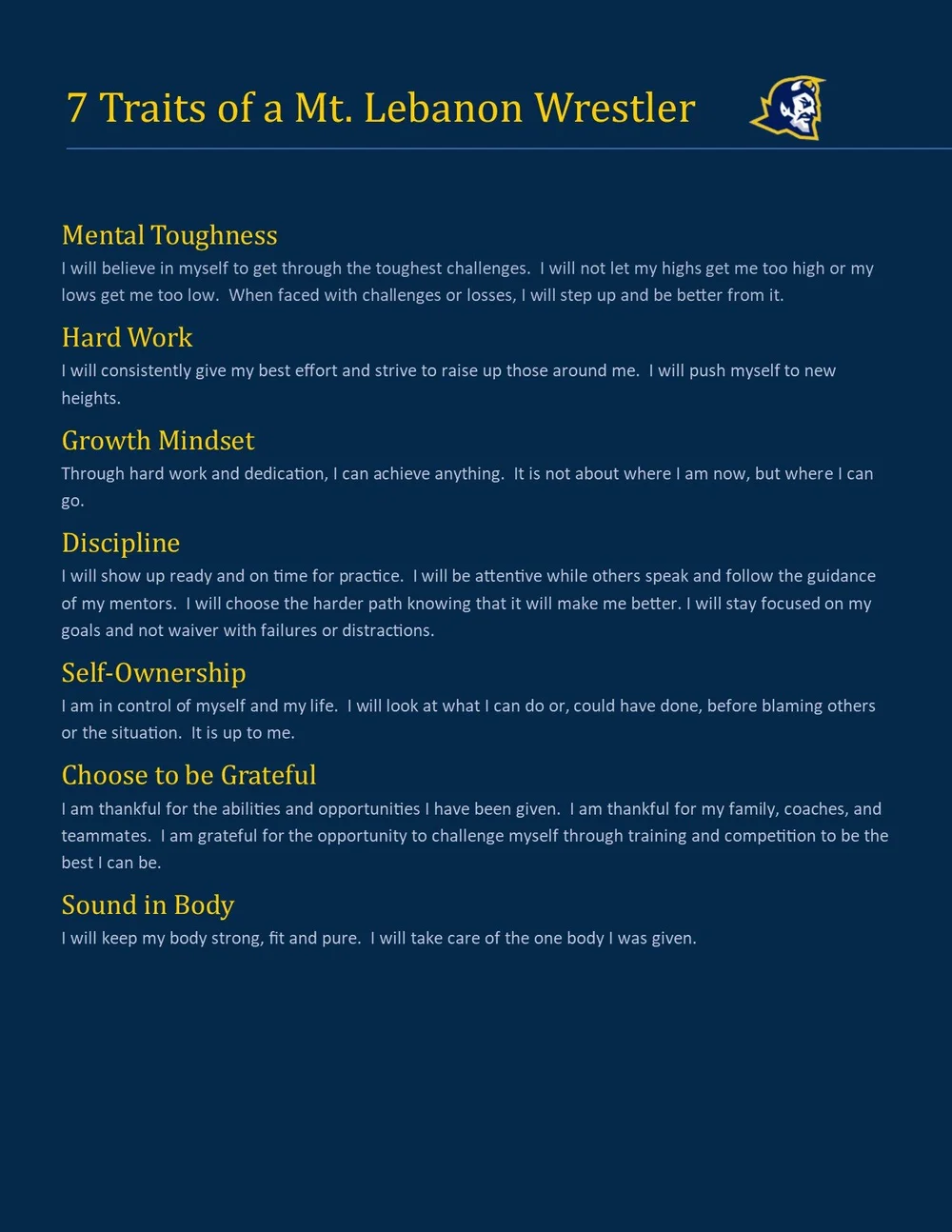 Core Values — Mount Lebanon Youth Wrestling