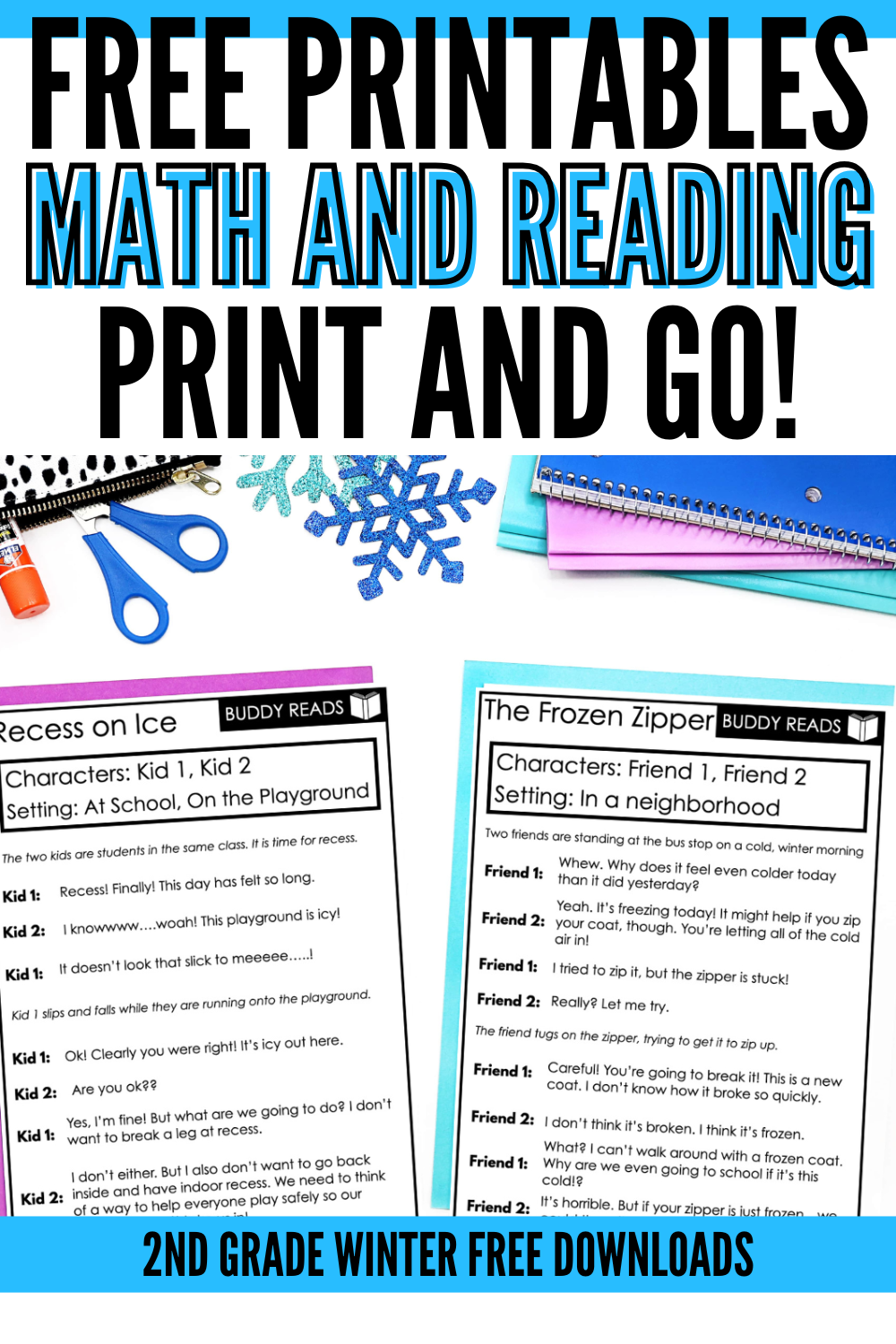 FREE Winter Printables for 2nd Grade (Literacy + Math)