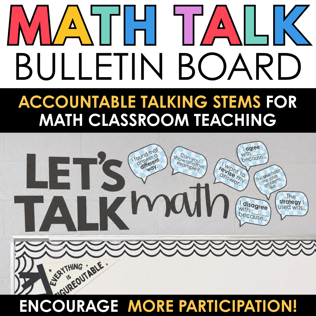 Math Talk Accountable Talk Posters and Bulletin Board Display Back to School