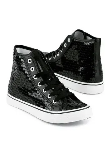 Sequin Black High Top Dance Sneakers