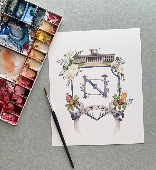 CRESTS! Not just for weddings, but like really good for weddings! I have full plans to make one of these for my husband and I  so I can add all of our favorite places and things to one beautiful piece of art✨
.

#paperbetty #weddinginvitations #custo