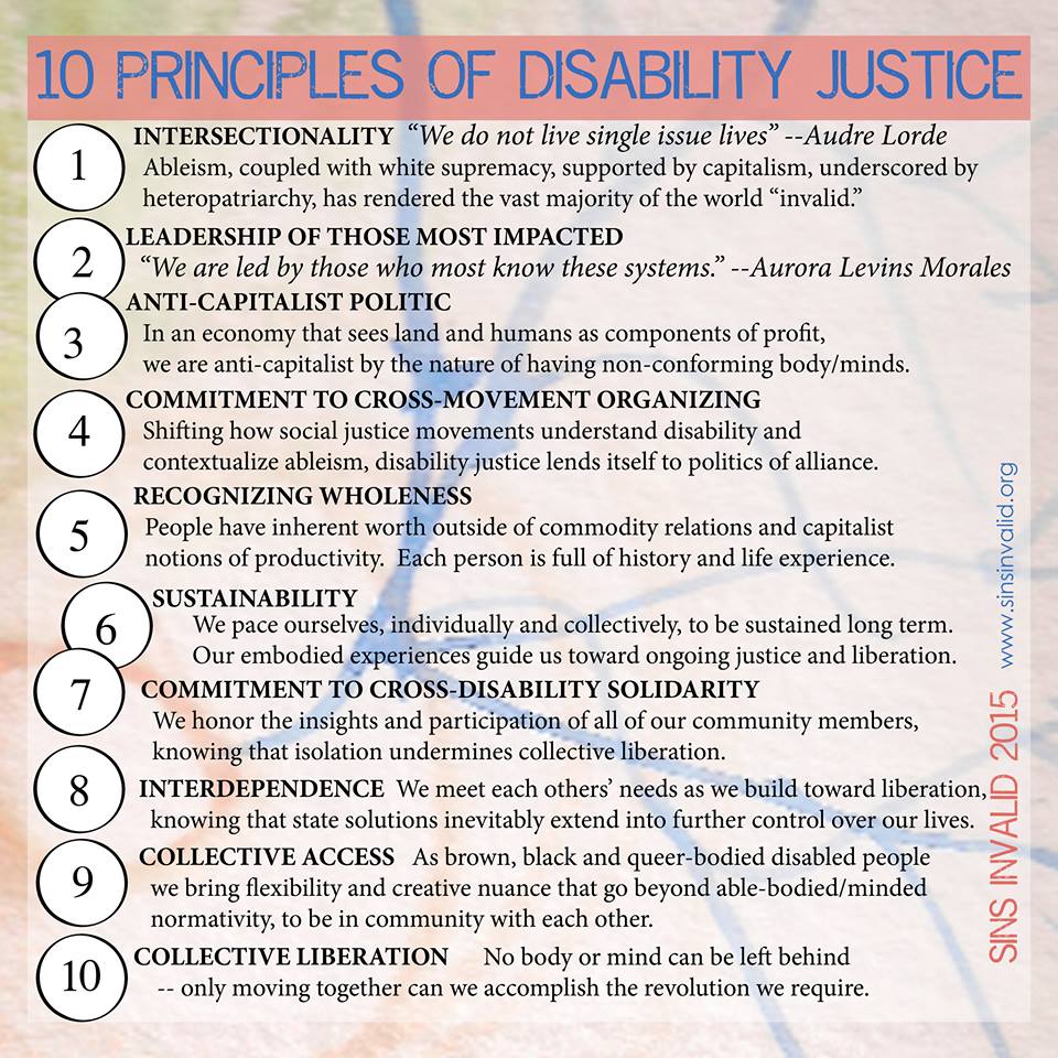10 principles of disability justice by Sins Invalid