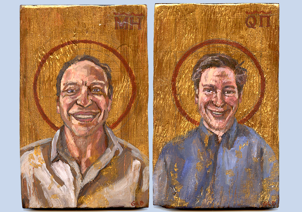 WE’RE GREEK ICONS! Some beautiful Greek icons by Gunner Dongieux ! He was a high school junior when Quinn and Michael commissioned them, today he's a sophomore at Stanford University , even leading his own class in curation ! Bravo, Gunner! Come to the Rach & Bach Gala Benefit Concert!