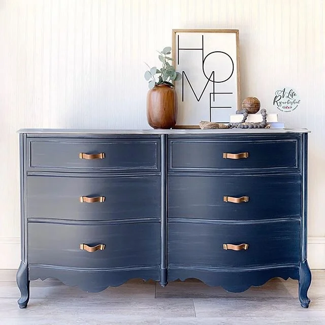 Love the combination of cool and warm tones. 
This piece is now for sale at my Facebook page and @theartisanmarketsminnesota Facebook account. &bull;
&bull;
&bull;
&bull;
&bull;
&bull;
&bull;
#frenchprovincialdresser #farmhousestyledecor #vintage #fu