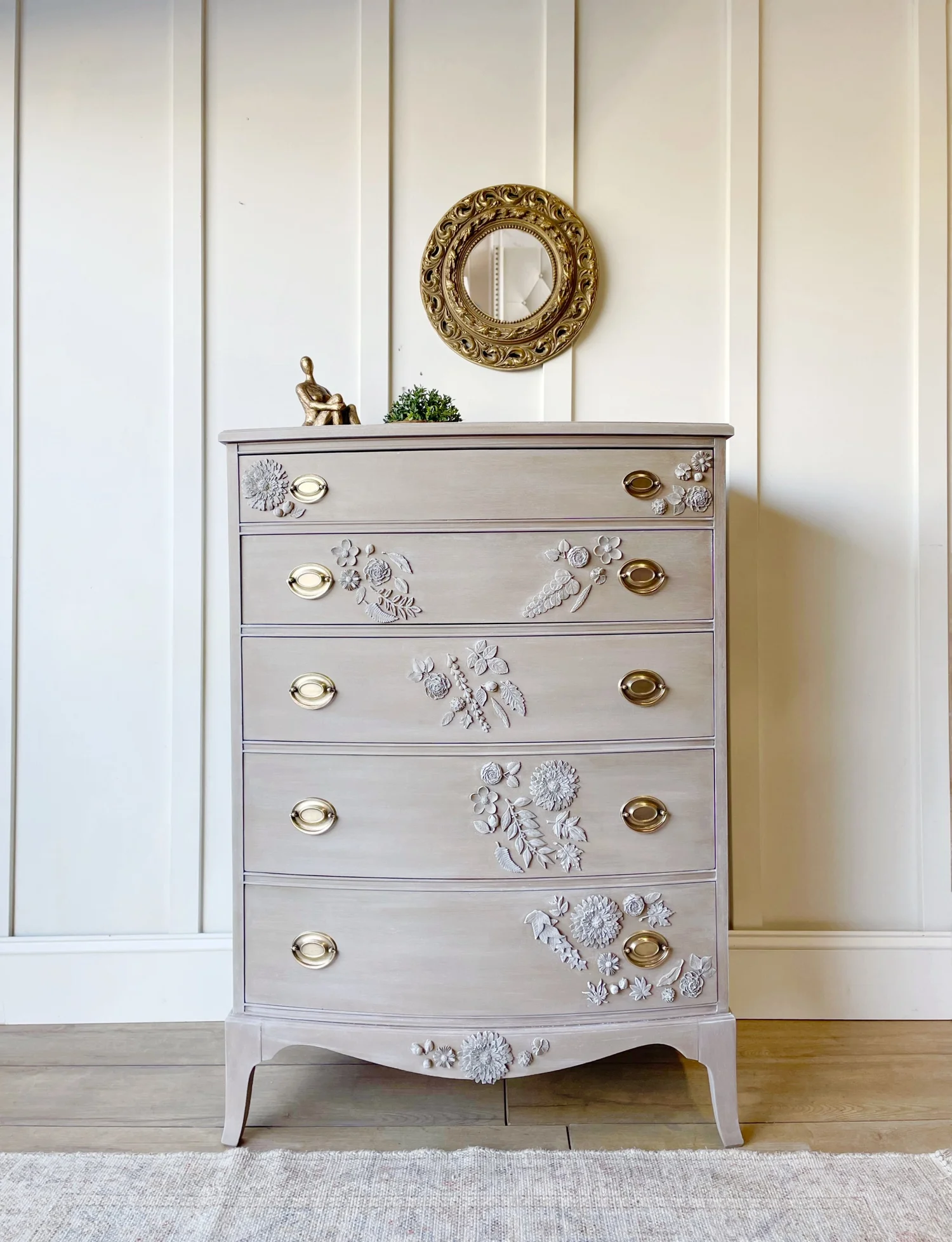 Floral Embellishment Tall Boy Dresser A Life Refurbished Floral Embellishment Tall Boy Dresser A Life Refurbished