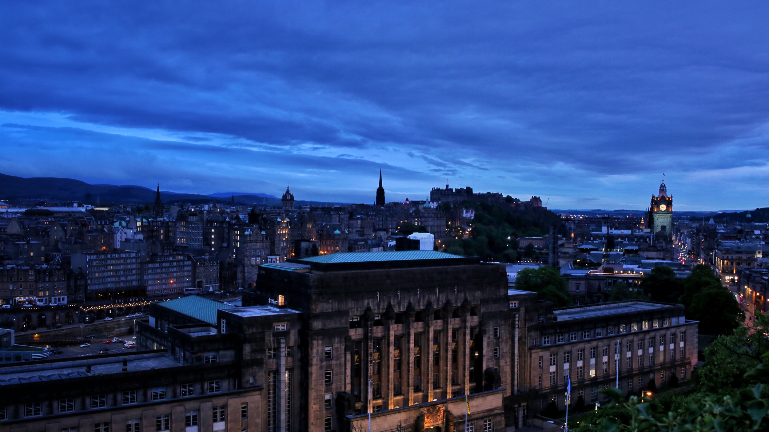 Downtown from Calton Hill with Calton Jail in the fore