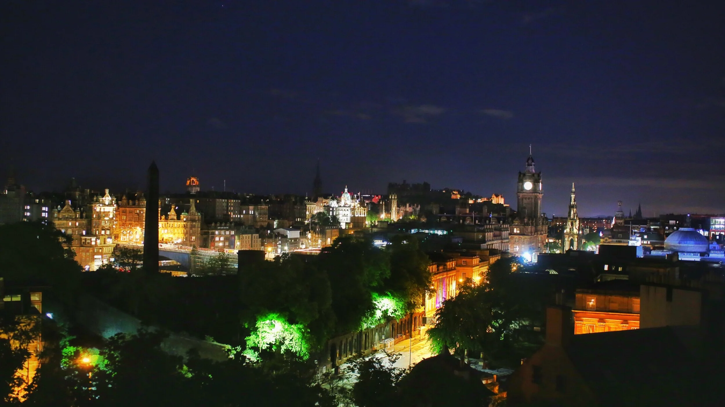 evening view of downtown from Calton Hill