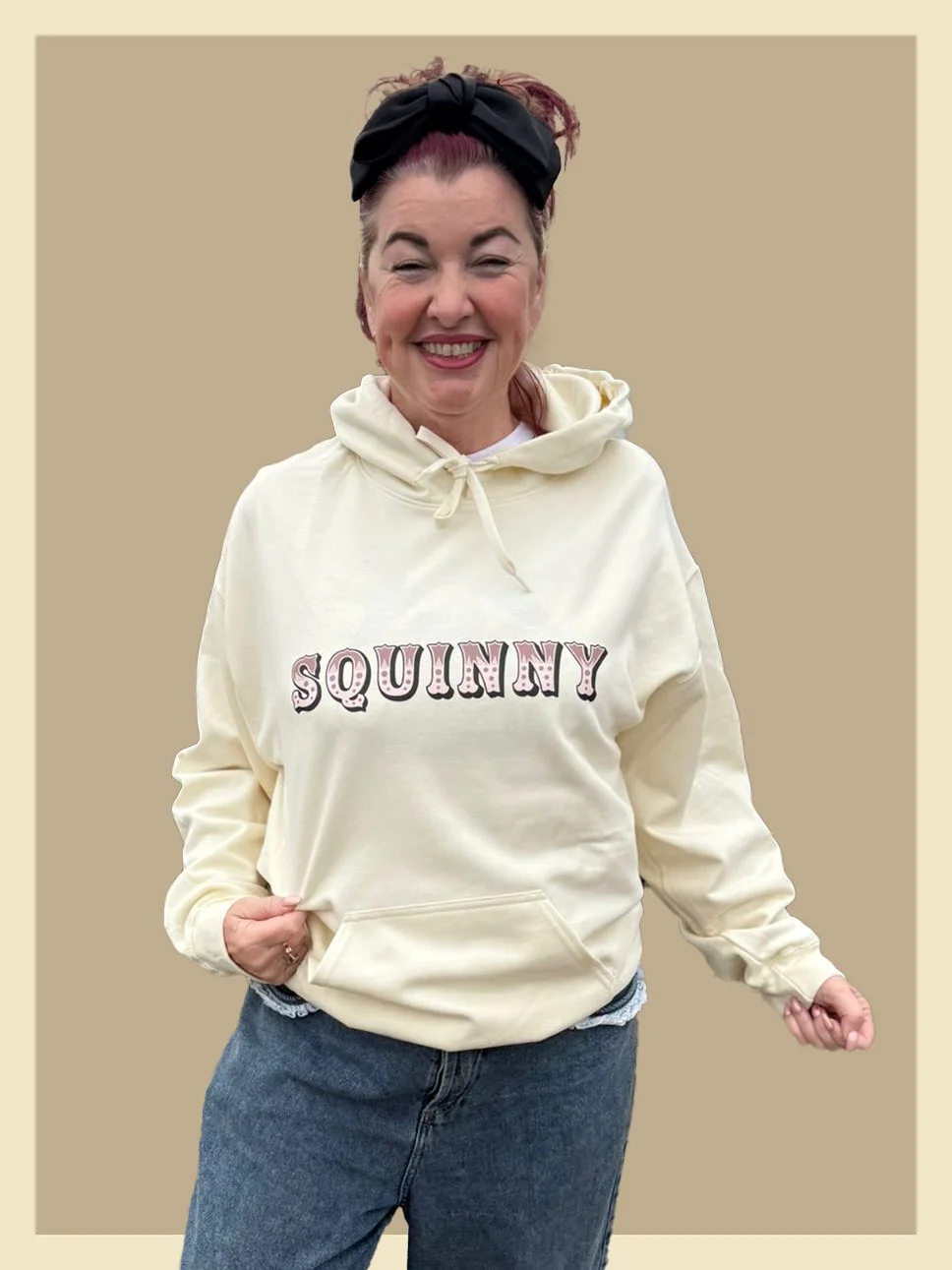 Love Southsea “Squinny” hoodie - Cream & soft pink