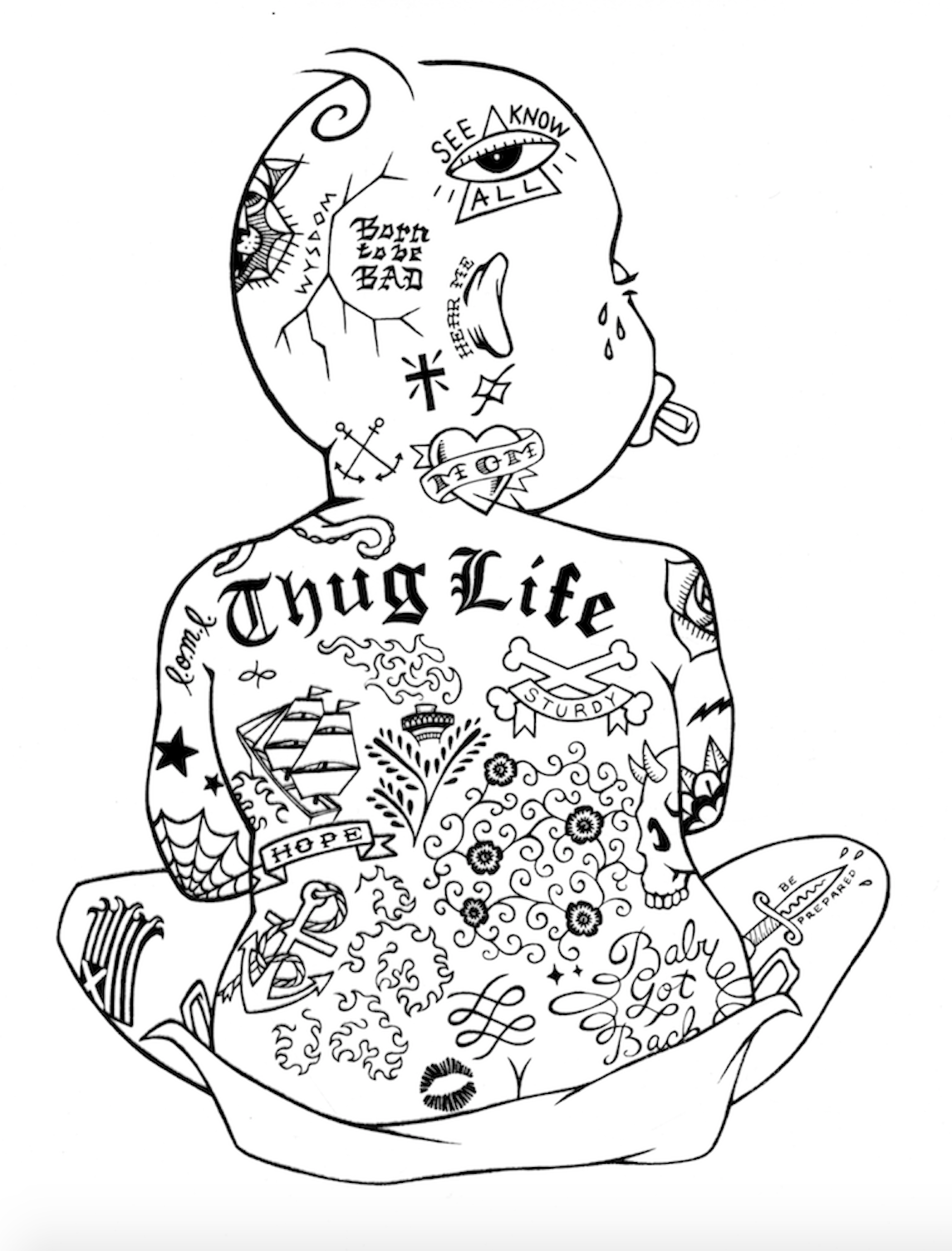 Born To Be Bad (T-Shirt) . Screen Print. 2012
